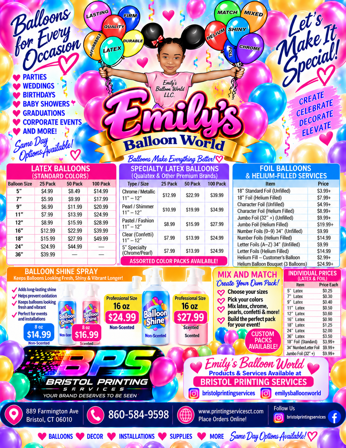 Emily's Balloon World Price Flyer