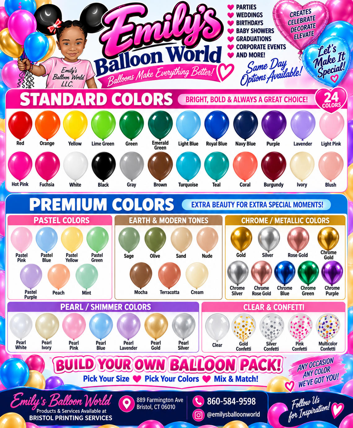 Emily's Balloon World Balloon Colors Chart