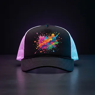 Custom trucker hat in Black/White — front view