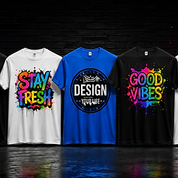 Lineup of custom t-shirts in multiple colors